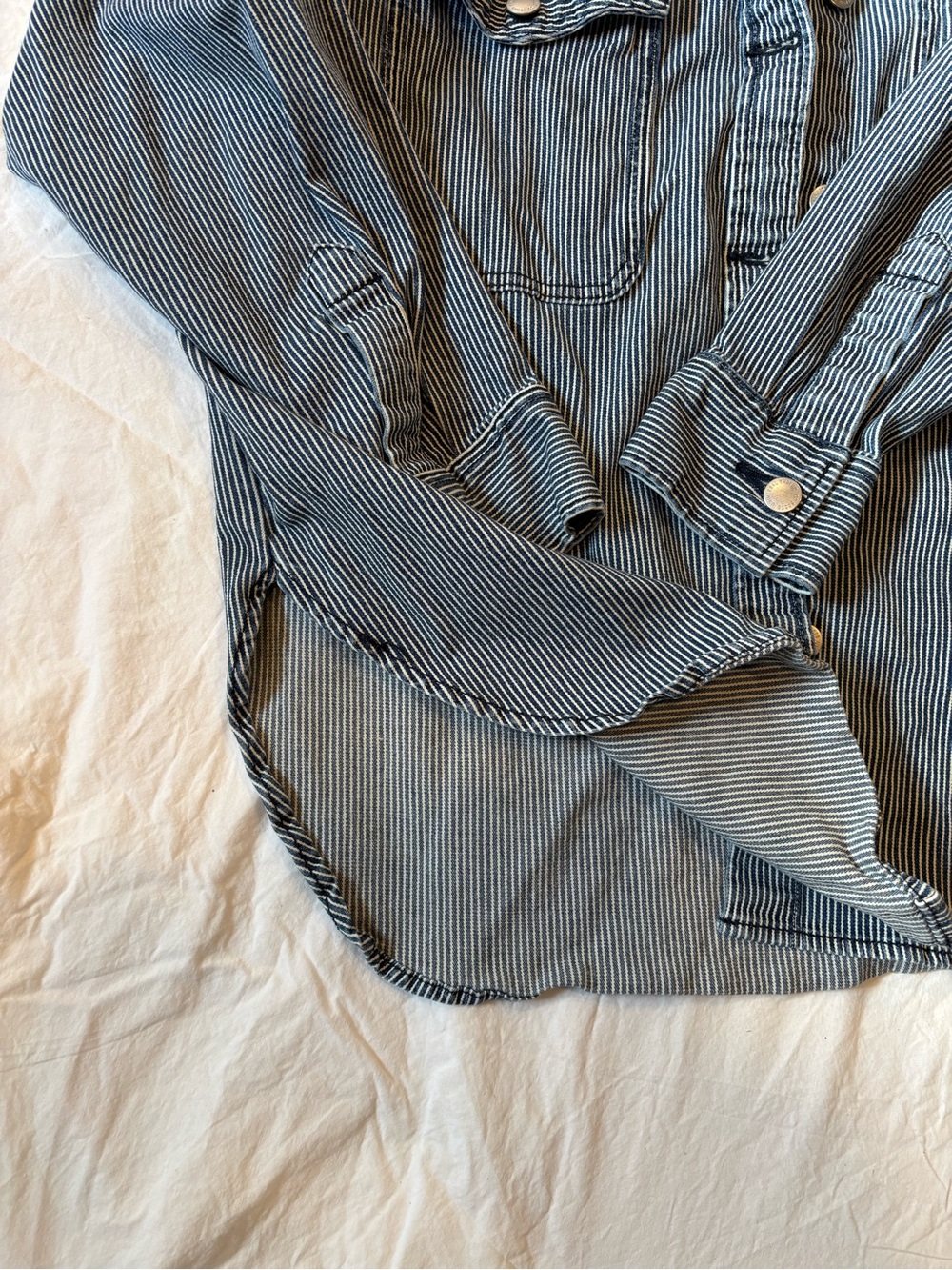 Universal Thread Navy and White Pinstripe Button Down Shirt - Picture 4 of 4